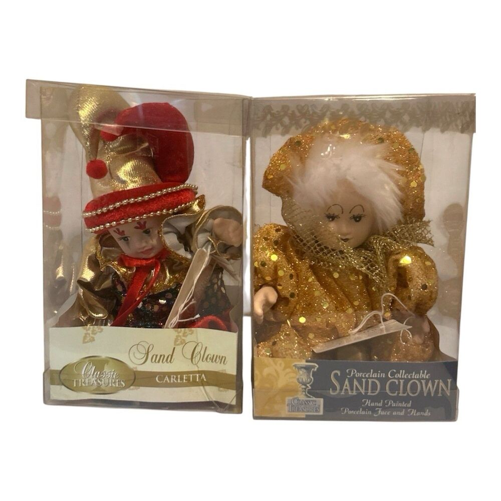 X2 Classic Treasures Carlotta Sand Clown Porcelain Face & Hands Hand Painted